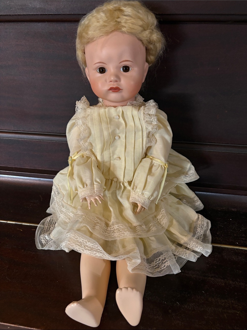 Classic Vintage-Style Kids Doll in Cream Dress